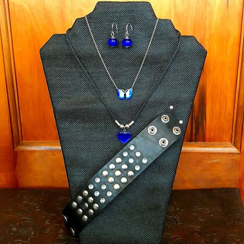 Black and Blue Costume Jewelry Lot